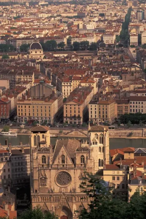 Framed Print : EU, France, Rhone Valley, Vallee du Rhone, Lyon. Cathedrale St. Jean and city Framed Print : EU, France, Rhone Valley, Vallee du Rhone, Lyon. Cathedrale St. Jean and city