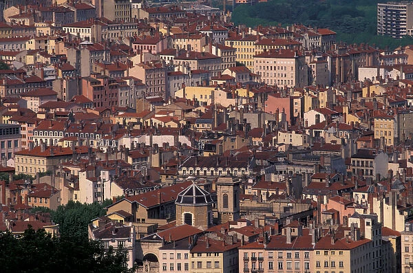 EU, France, Rhone Valley, Vallee du Rhone, Lyon. Rooftops of Central Lyon