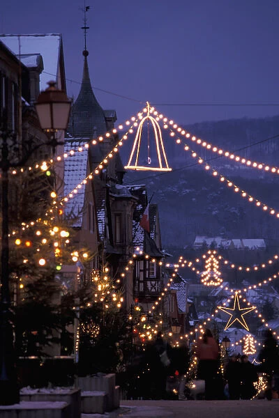 EU, France, Saverne. Christmas lights