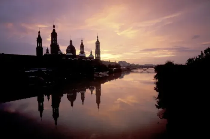 Framed Print : EU, Spain, Aragon, Zaragoza. Rio Ebro at sunset with Nuestro Senora del Pilar reflected Framed Print : EU, Spain, Aragon, Zaragoza. Rio Ebro at sunset with Nuestro Senora del Pilar reflected