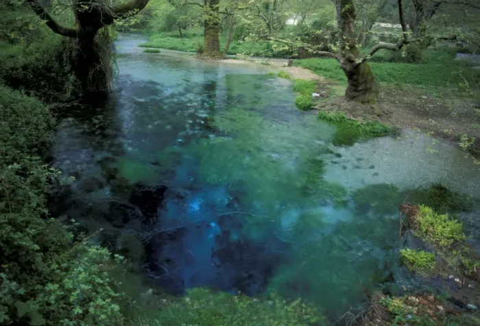 Framed Print : Europe, Albania. Blue Eye Spring, in forest surrounding Durres, natural spring of Framed Print : Europe, Albania. Blue Eye Spring, in forest surrounding Durres, natural spring of