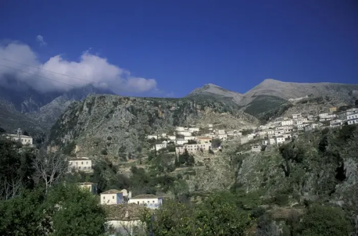 Framed Print : Europe, Albania, Dhermi, mountain village