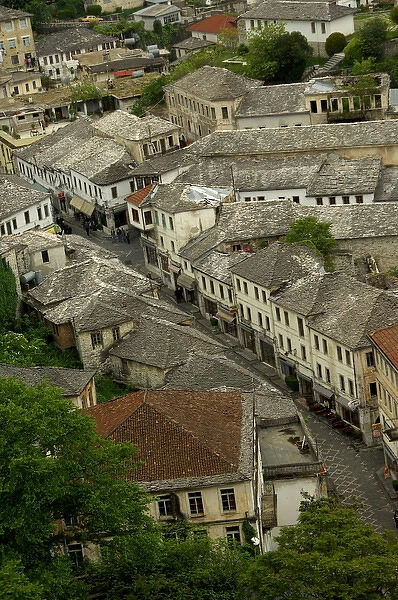 Europe, Albania, Gjirokastra. Well preserved Ottoman town aka The Stone City. City