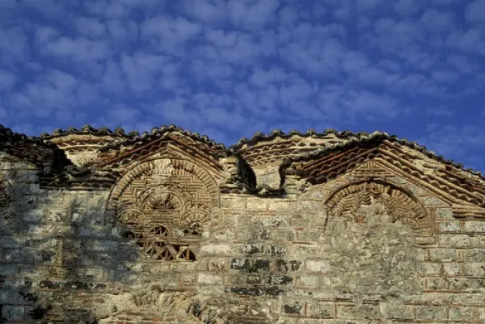 Framed Print : Europe, Albania, Mesopotam. Saint Nicholas church, terracotta decorations on