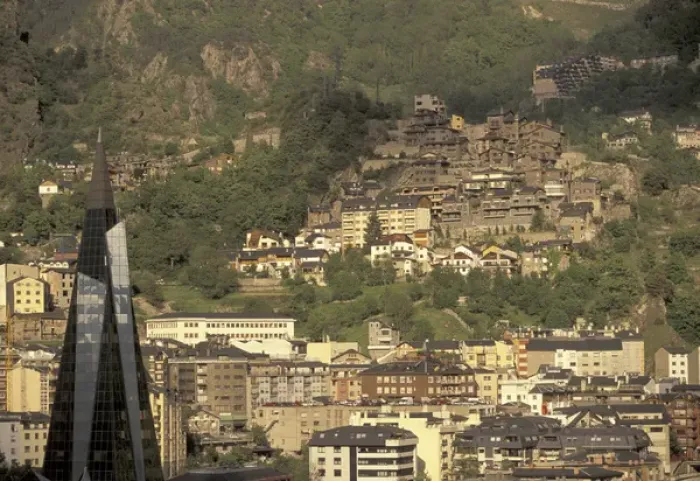 Framed Print : Europe, Andorra, La Vella Town view towards Escaldes Framed Print : Europe, Andorra, La Vella Town view towards Escaldes