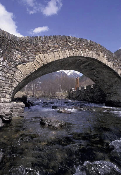 Europe, Andorra Old stone bridge in north of principality