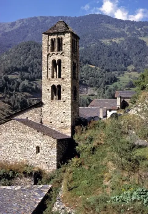 Framed Print : Europe, Andorra, Sant Climent de Pal. A stone clock tower indicates the center of a small village Framed Print : Europe, Andorra, Sant Climent de Pal. A stone clock tower indicates the center of a small village
