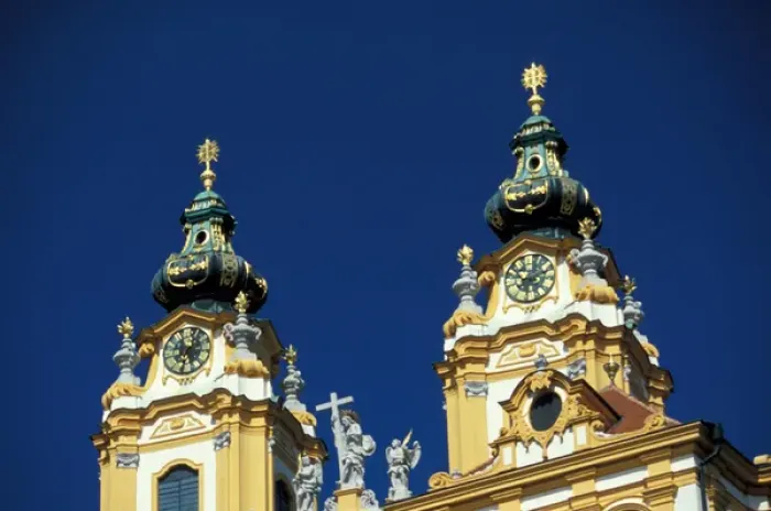 Framed Print : Europe, Austria, Danube River boat trip, Wachau District, Melk, riverside castle