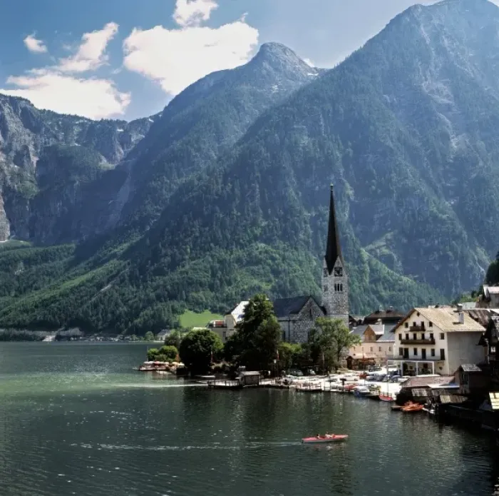 Framed Print : Europe, Austria, Hallstatt. The village of Hallstatt sits at the base of the Dachstein Framed Print : Europe, Austria, Hallstatt. The village of Hallstatt sits at the base of the Dachstein