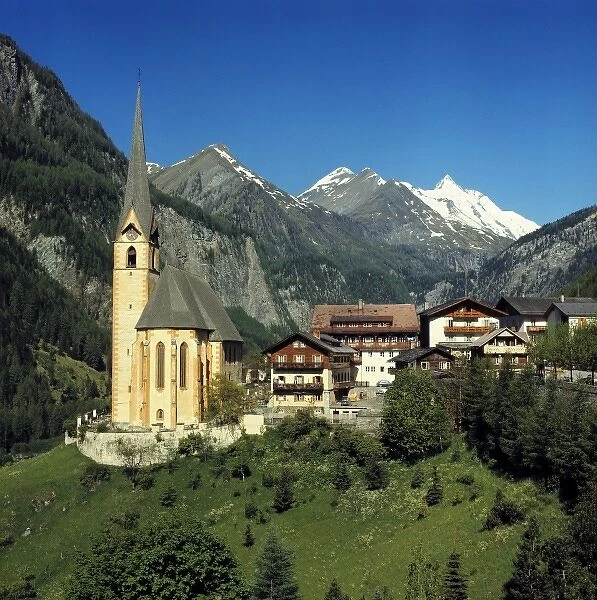 Europe, Austria, Heiligenblut. Heiligenblut sits at the base of the Hohe Tauern Alps in Austria