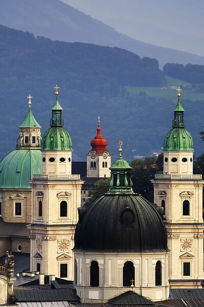 Europe, Austria, Salzburg. These domes are The Cathedral, University Church