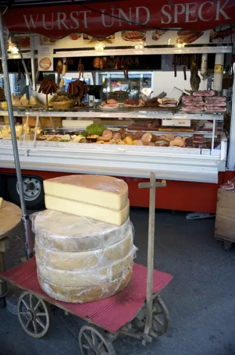 Framed Print : Europe, Austria, Salzburg Stadt, Salzburg, outdoor market selling meat, cheese Framed Print : Europe, Austria, Salzburg Stadt, Salzburg, outdoor market selling meat, cheese