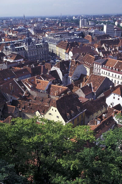 Europe, Austria, Steyr, Graz. View of the Herrengasse from the Schlossberg