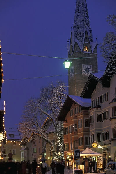 Europe, Austria, Tirol, Kitzbuhel. Evening in Vorderstadt