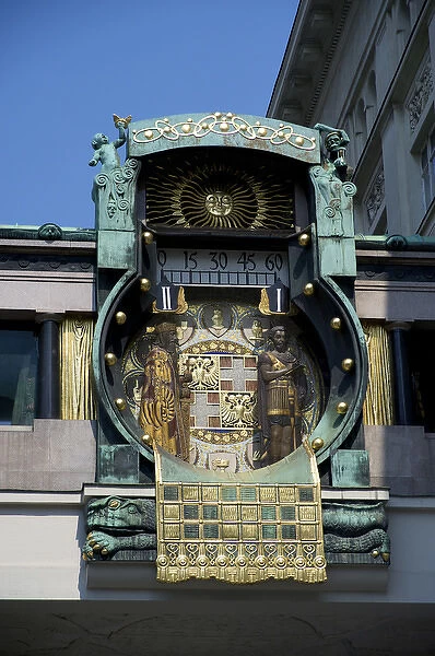 Europe, Austria, Vienna, Anker clock at Hohr Markt by Franz von Matsch