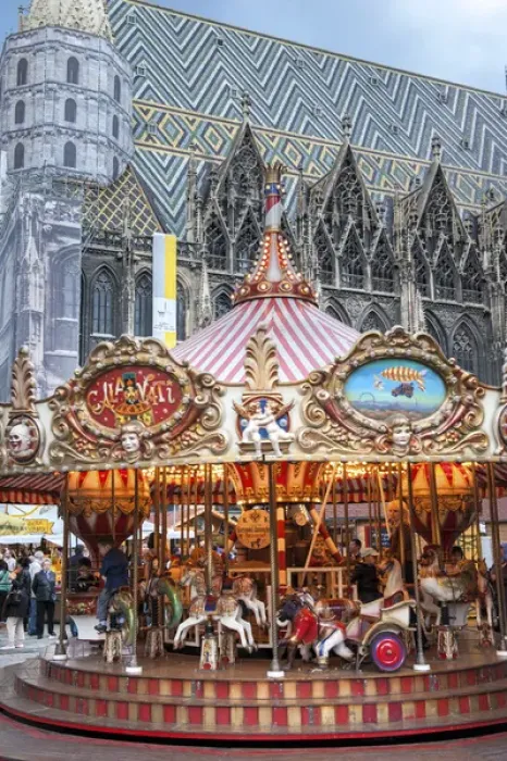 Framed Print : Europe, Austria, Vienna, carousel, St. Stephens Cathedral Framed Print : Europe, Austria, Vienna, carousel, St. Stephens Cathedral