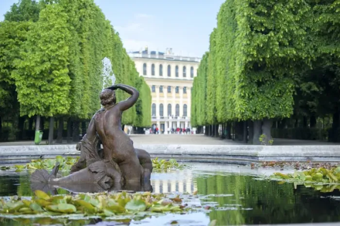 Framed Print : Europe, Austria, Vienna, Schonbrunn Palace, garden fountain