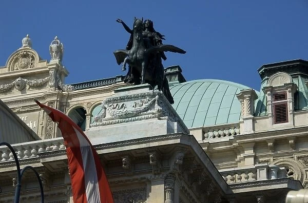 Europe, Austria, Vienna, Vienna State Opera House, detail of statues on roof