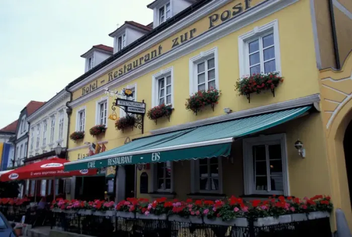Framed Print : Europe, Austria, Wachau Region, Melk restaurant cafe Framed Print : Europe, Austria, Wachau Region, Melk restaurant cafe