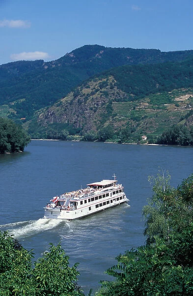 Europe, Austria, Wachau Region, cruise boat along the Danube River