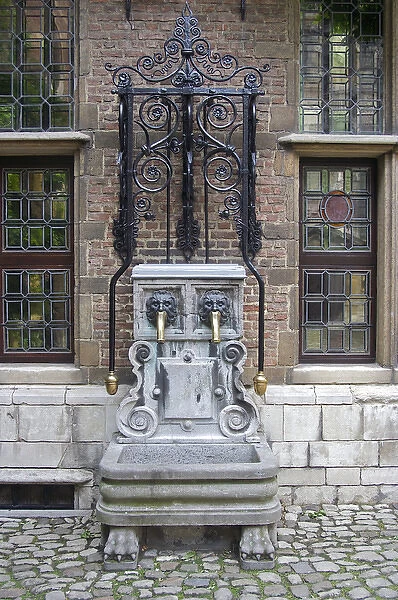 Europe, Belgium, Antwerp. A fountain at the Rubens House, where the painter lived