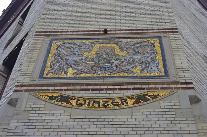 Framed Print : Europe, Belgium, Antwerp. Mosaic on the Winter house, one of four seasons Framed Print : Europe, Belgium, Antwerp. Mosaic on the Winter house, one of four seasons