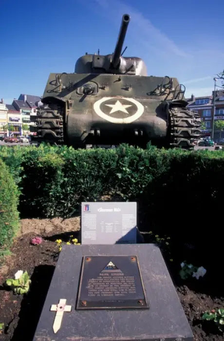 Framed Print : EUROPE, Belgium, Bastogne Place Gen. Mcauliffe, Battle of the Bulge Sherman Tank Framed Print : EUROPE, Belgium, Bastogne Place Gen. Mcauliffe, Battle of the Bulge Sherman Tank