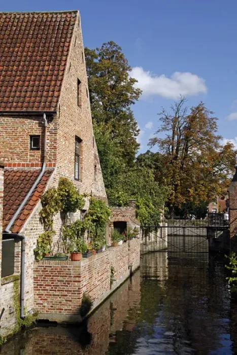 Framed Print : Europe, Belgium, Brugges. Canal view in Brugges Framed Print : Europe, Belgium, Brugges. Canal view in Brugges