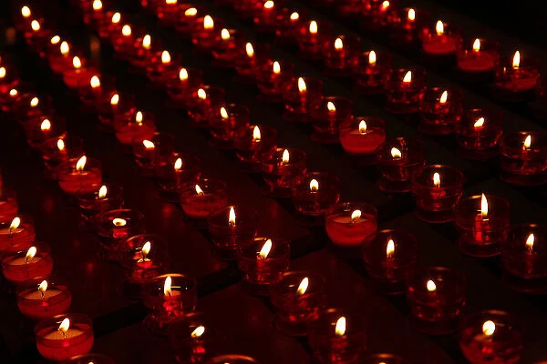 Europe, Belgium, Brugges. Candles in the Basilica of the Holy Blood