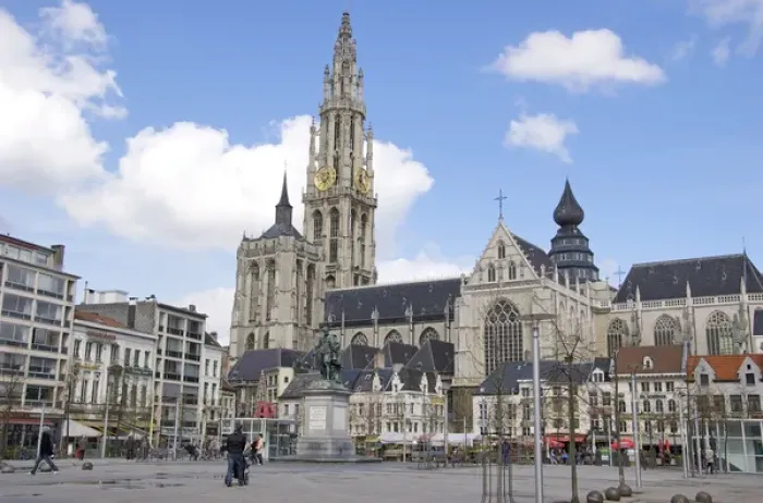 Framed Print : Europe, Belgium, Flanders, Antwerp Province, Antwerp, the Groenplaats or green square