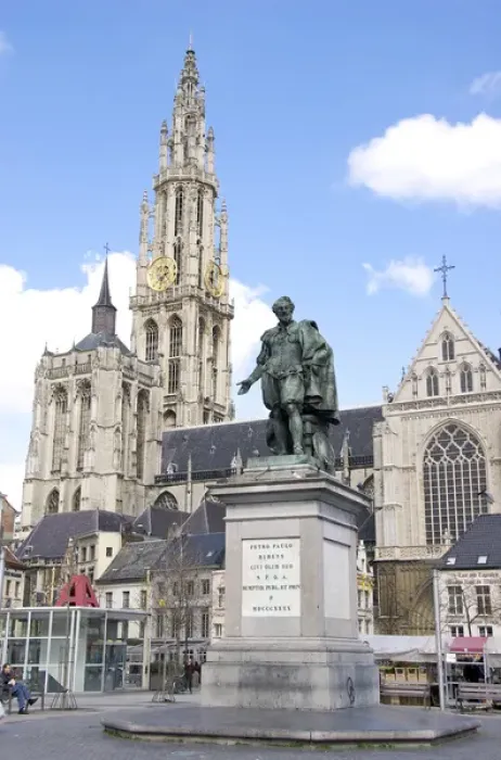 Framed Print : Europe, Belgium, Flanders, Antwerp Province, Antwerp, the Groenplaats or green square