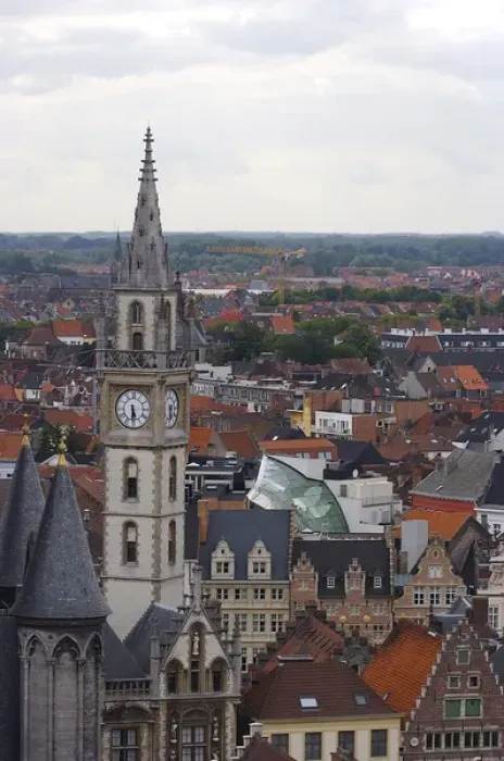 Framed Print : Europe, Belgium, Ghent. From the top of the belfry, a view of Ghents medieval Framed Print : Europe, Belgium, Ghent. From the top of the belfry, a view of Ghents medieval
