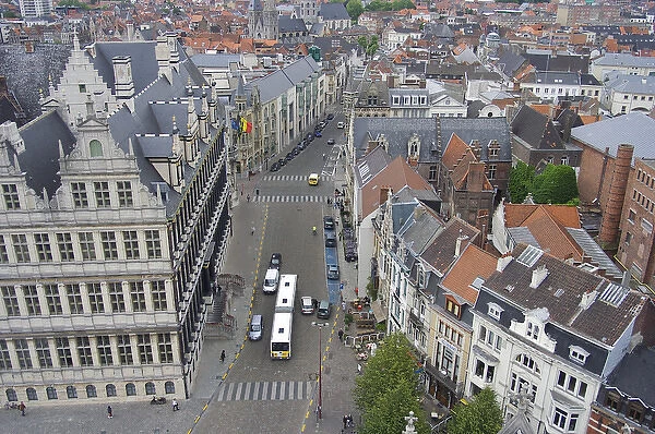 Europe, Belgium, Ghent. From the top of the belfry, a view of Ghent