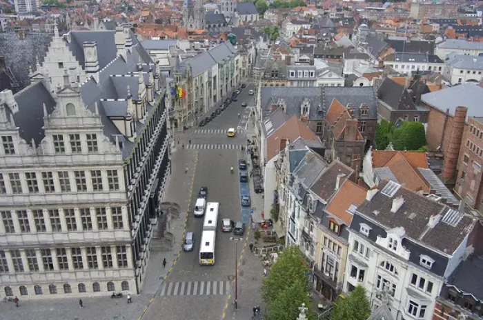 Framed Print : Europe, Belgium, Ghent. From the top of the belfry, a view of Ghent