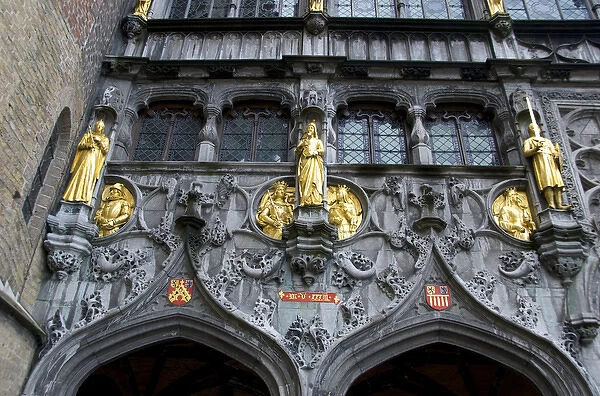 Europe, Belgium, West Flanders, Bruges, Exterior of the Basilica of the Holy Blood