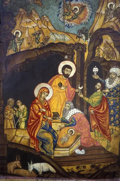 Framed Print : Europe, Bulgaria Three Kings at Christs Nativity, Bulgarian traditional sacred