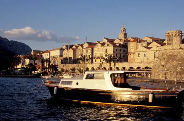 Framed Print : Europe, Croatia, Dalmatia, Korcula. Fishing boat at sunset Framed Print : Europe, Croatia, Dalmatia, Korcula. Fishing boat at sunset
