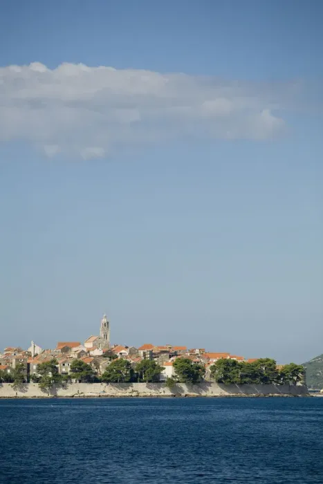 Framed Print : Europe, Croatia, Dalmatia, Korcula Island, Korcula town. View of town from Adriatic Sea Framed Print : Europe, Croatia, Dalmatia, Korcula Island, Korcula town. View of town from Adriatic Sea
