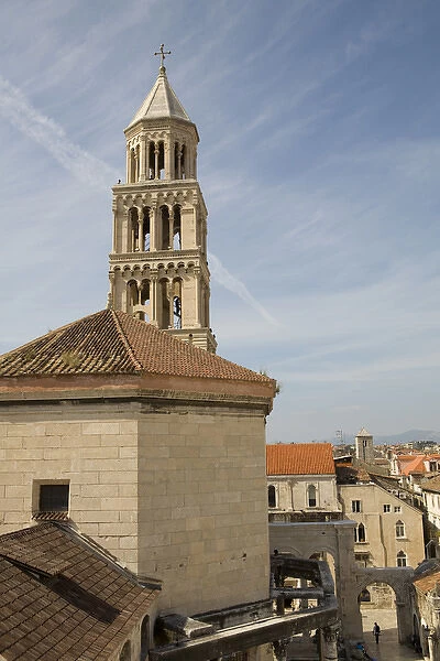 Europe, Croatia, Dalmatia, Split. Campanile (belltower) of Cathedral of St. Domnius