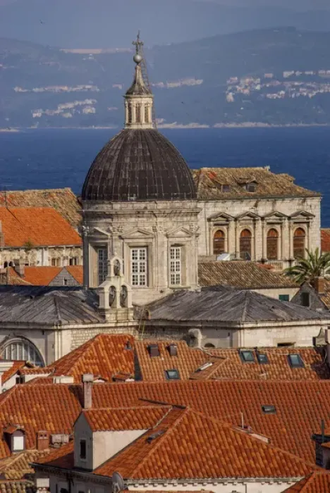 Framed Print : Europe, Croatia, Dubrovnik, red tiled rooftops