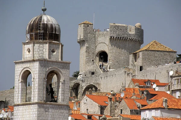 Europe, Croatia. Medieval city of Dubrovnik, city wall