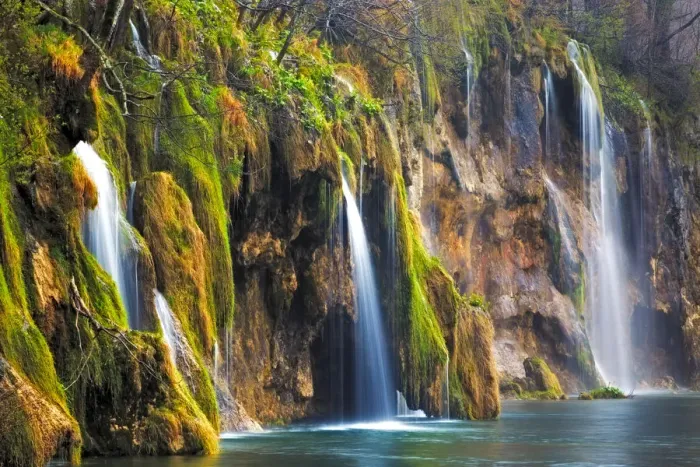 Framed Print : Europe, Croatia, Plitvice Lakes National Park. Waterfalls into stream. Credit as Framed Print : Europe, Croatia, Plitvice Lakes National Park. Waterfalls into stream. Credit as