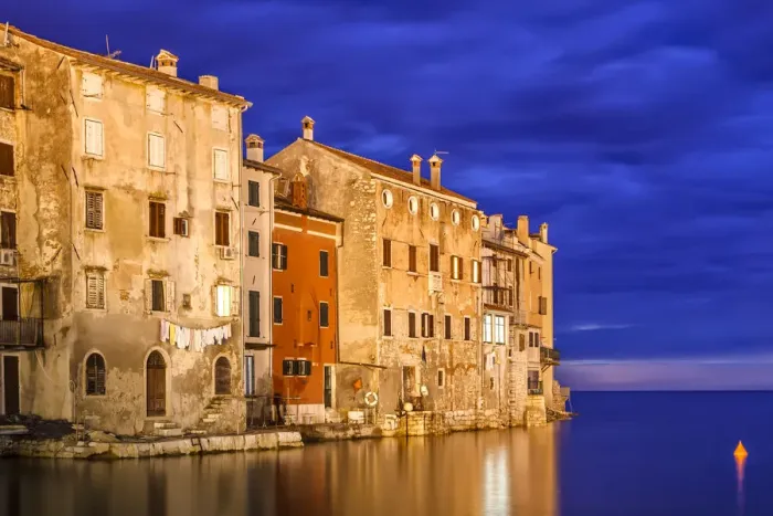 Framed Print : Europe, Croatia, Rovinj. Sunset on ocean and town Framed Print : Europe, Croatia, Rovinj. Sunset on ocean and town