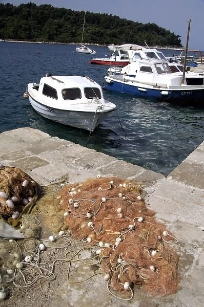 Europe, Croatia. Seaside resort town of Cavtat, local pier