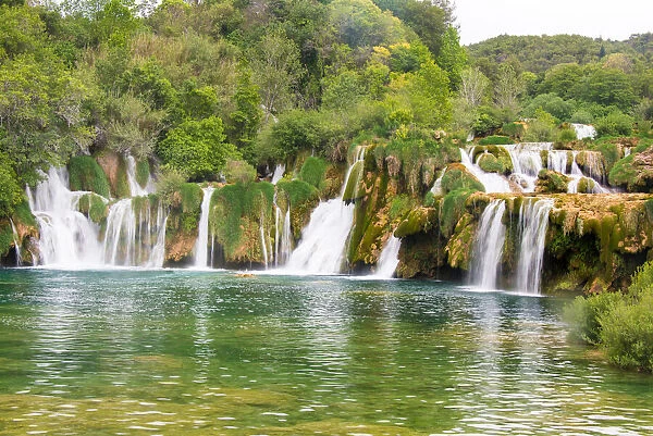 Europe, Croatia. Skradinski buk swimming area of Krka National Park