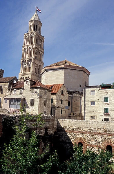 Europe, Croatia, Split, Diocletians Palace. Campanile of the cathedral in the