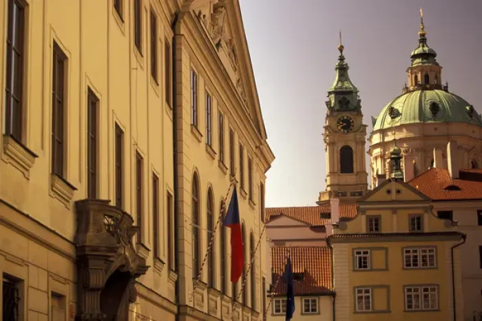 Framed Print : Europe, Czech Republic, Cent. Bohemia, Prague (Praha) Mala Strana: Czech Parliament and St