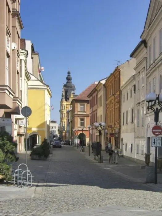 Framed Print : Europe, Czech Republic, Ceske Budejovice. Hroznova Street leads toward the Black Tower