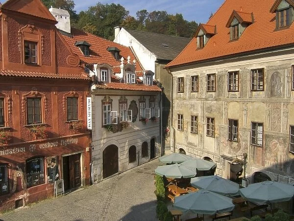 Europe, Czech Republic, Cesky Krumlov. Namesti Na louzi, a small square in the Inner Town