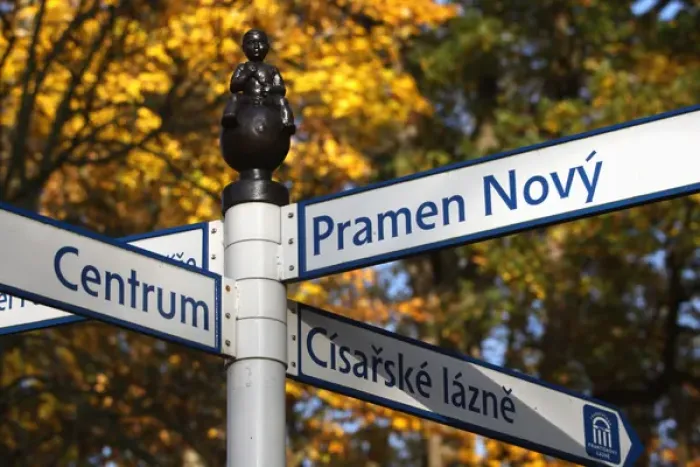 Framed Print : Europe, Czech Republic, Frantiskovy Lazne. The sign inside of city park